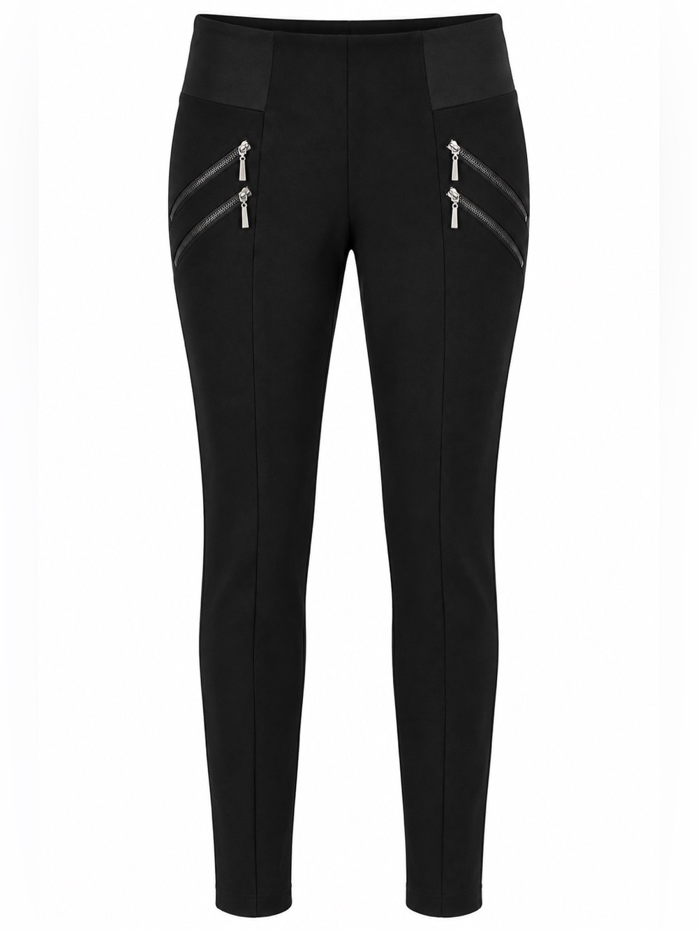 Guilty Couture Black Ponte Pants Zipper Detail Pull On Size M